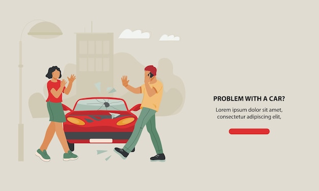 Modelo de banner para site de serviço de carro e serviço de assistência na estrada