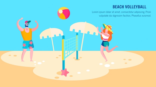 Modelo de Banner plana de competição de voleibol de praia