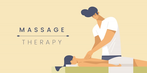 Modelo de banner plana de terapia de massagem.