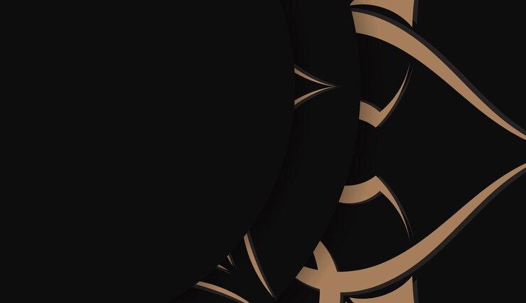 Vetor modelo de banner preto com ornamento marrom abstrato e lugar para o seu logotipo