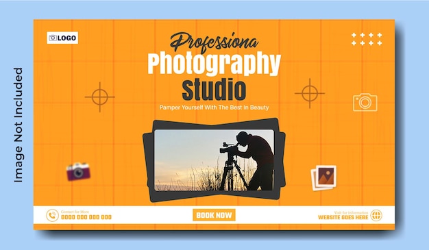 Modelo de banner promocional da Web para estúdio de fotografia profissional