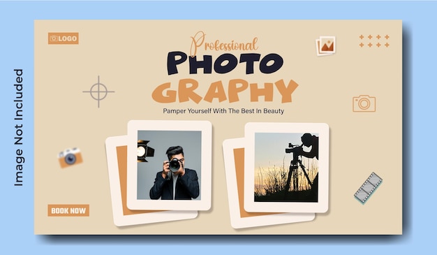 Modelo de banner promocional da Web para estúdio de fotografia profissional