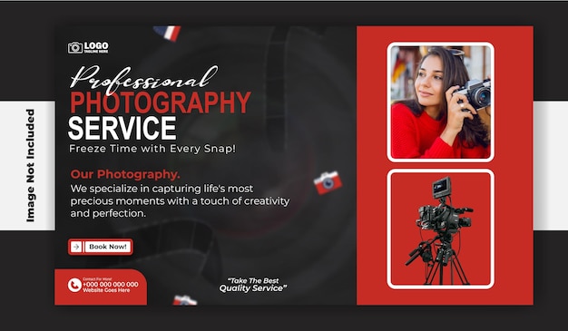 Modelo de banner promocional da Web para estúdio de fotografia profissional