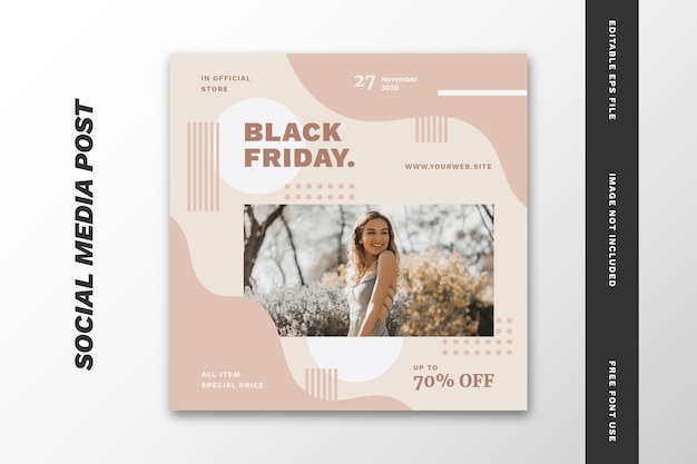 Modelo de banner quadrado de postagem de mídia social da black friday