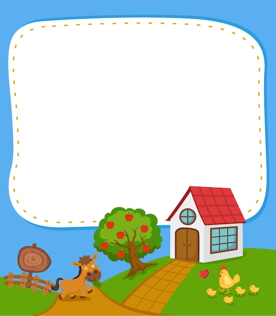 Modelo de banner vazio com ilustração de paisagem de casa