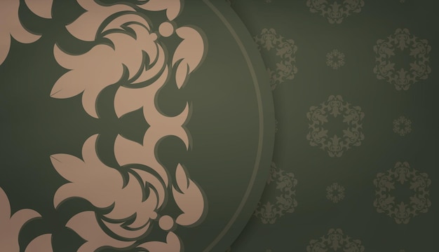 Modelo de banner verde com padrão vintage marrom e espaço para seu logotipo