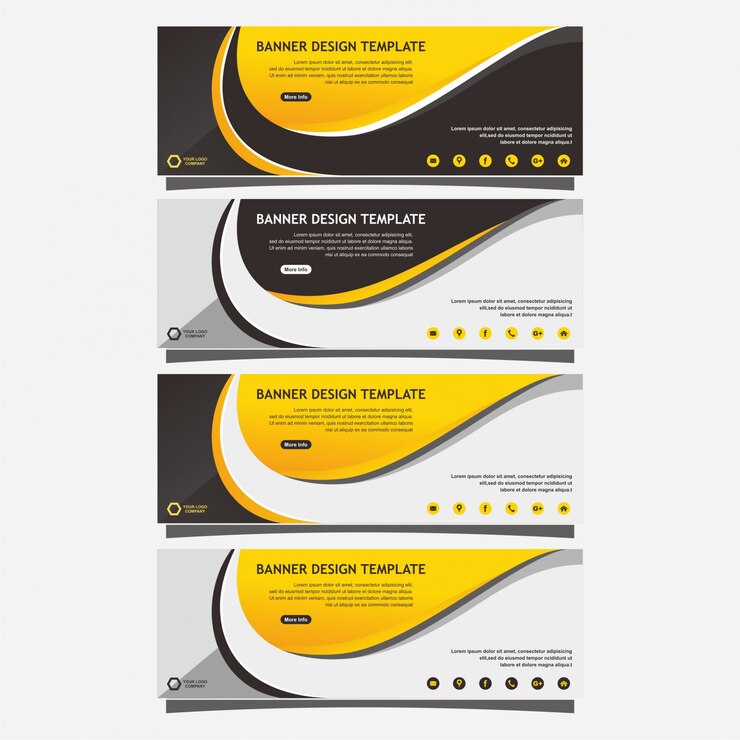 Vetor modelo de banner web amarelo e preto