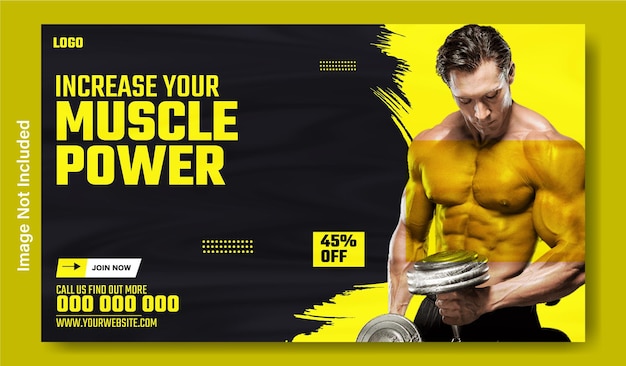 Modelo de banner web de anúncios de fitness e ginásio