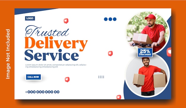 Modelo de banner web de anúncios de serviços de entrega