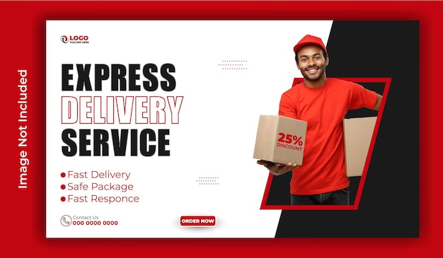 Modelo de banner web de anúncios de serviços de entrega