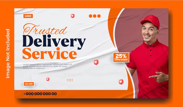 Modelo de banner web de anúncios de serviços de entrega