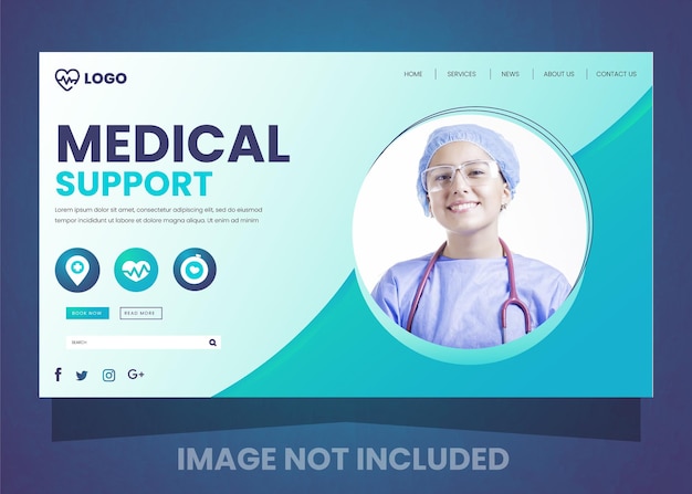 Vetor modelo de banner web de cuidados de saúde médicos vetoriais
