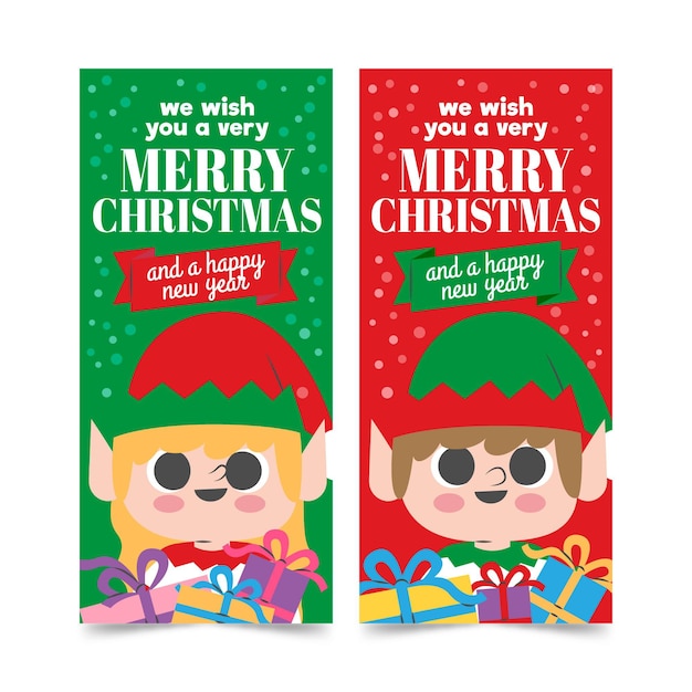 Modelo de banners de natal de design plano
