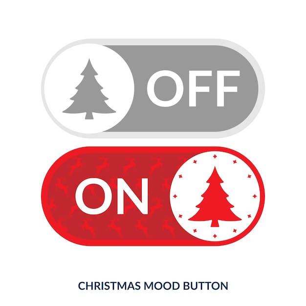 Modelo de botões de interruptor de alternância de Natal com árvore de Natal. Elemento de design de interface do usuário. Vetor