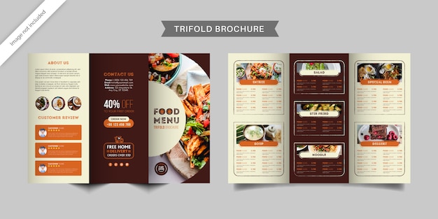 Modelo de brochura com três dobras de menu de restaurante de fast-food