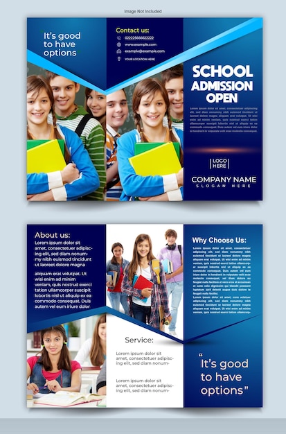 Vetor modelo de brochura de admissão escolar