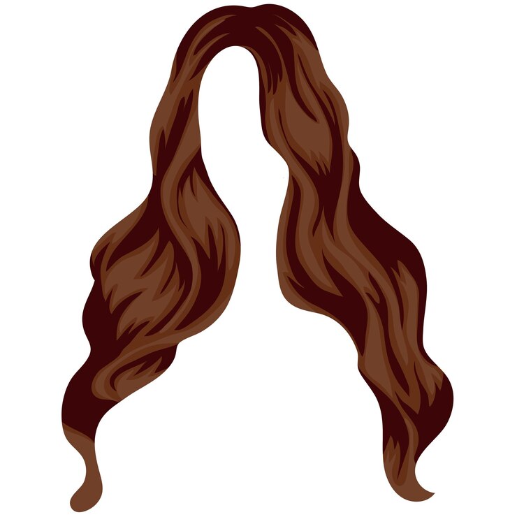 Vetor modelo de cabelo feminino estilizado de cor castanha sem franjas para personagens femininas