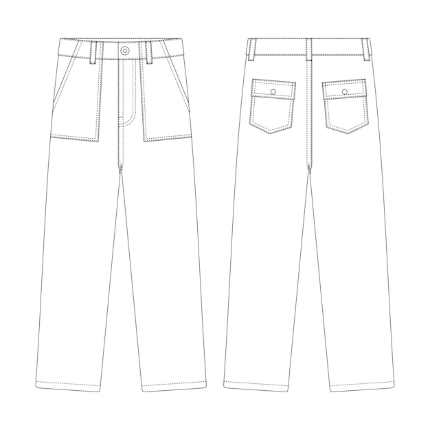 Modelo de calças de fadiga ilustração vetorial design plano roupas de contorno