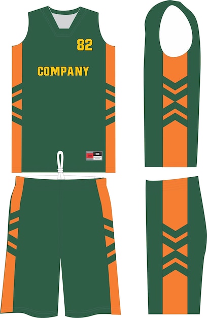 Vetor modelo de calções de uniforme de basquete para clube de basquete vista frontal e traseira camisa esportiva