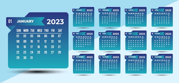 Modelo de calendário 2023 design moderno