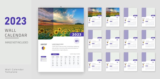 Modelo de calendário 2023 design moderno