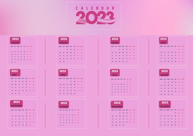 Modelo de calendário 2023 design moderno