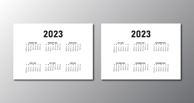 Modelo de calendário 2023 design simples