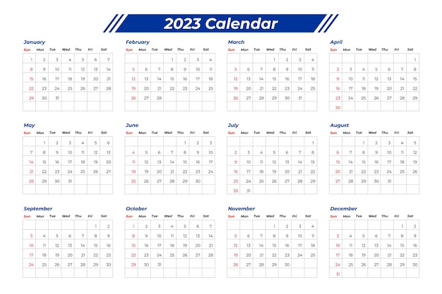 Modelo de calendário 2023