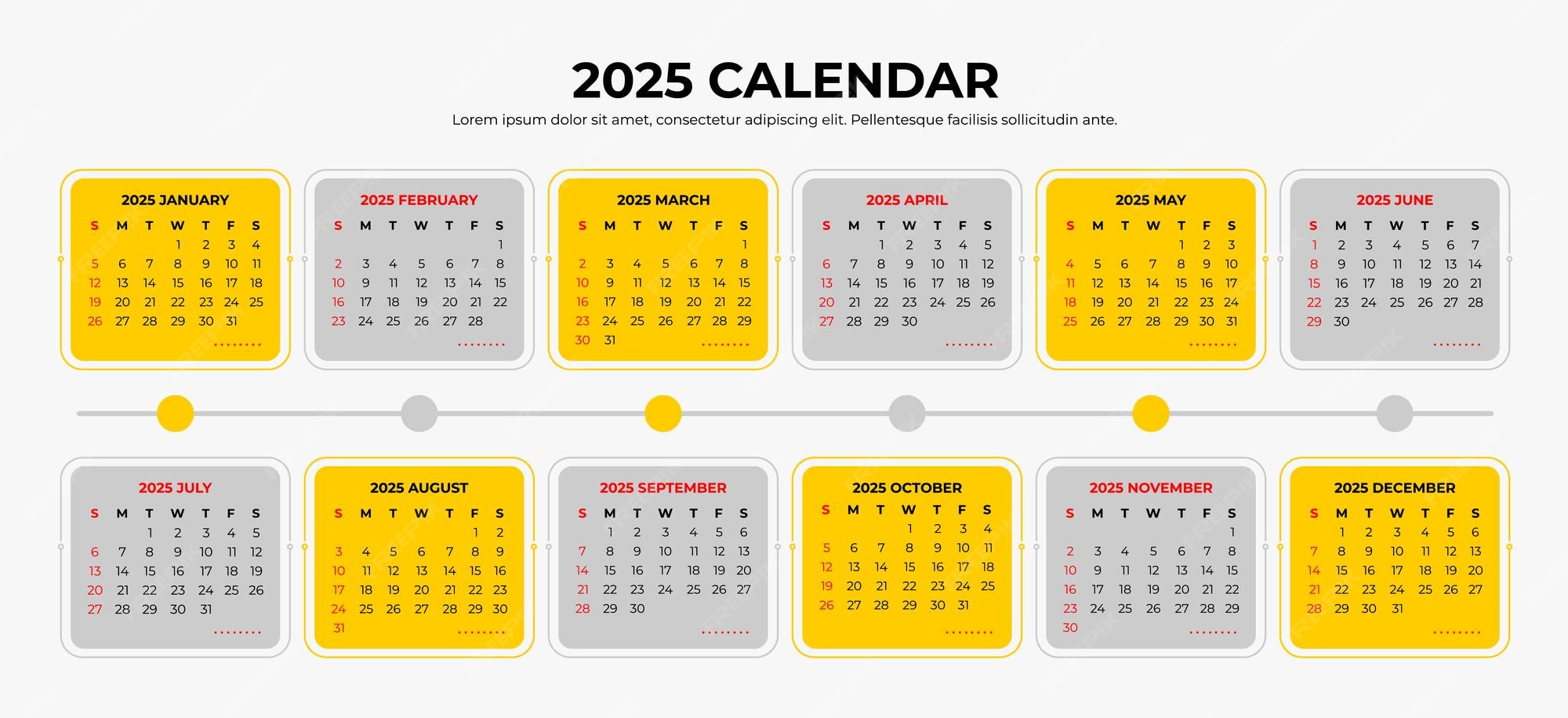 Modelo de Calendário 2025 Vetor Premium