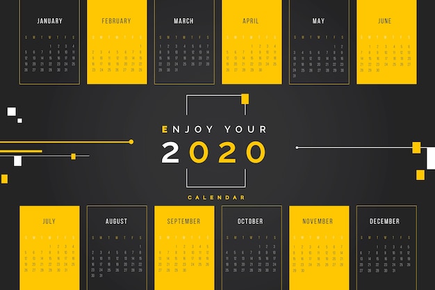 Vetor modelo de calendário abstrato 2020