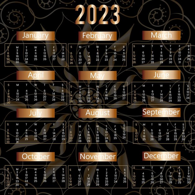 Modelo de calendário de 2023 anos. calendário corporativo e de negócios. organizador. calendário mensal.