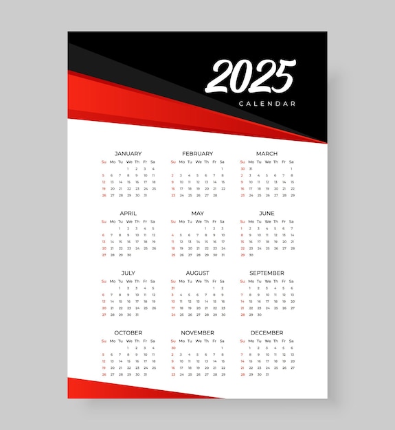 Modelo de calendário de 2025 planejar e organizar eventos vetor