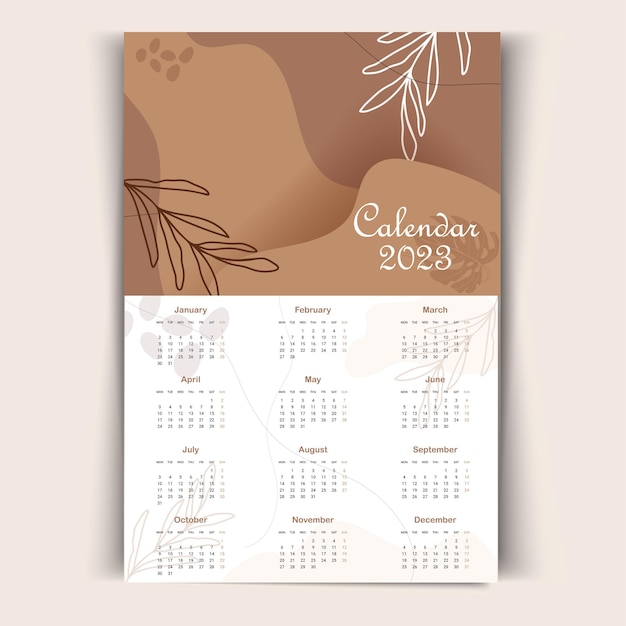 modelo de calendário de ano novo de 2023 em estilo moderno