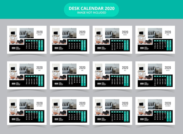 Vetor modelo de calendário de mesa 2020