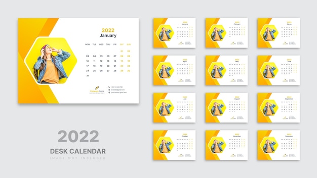 Modelo de calendário de mesa 2022