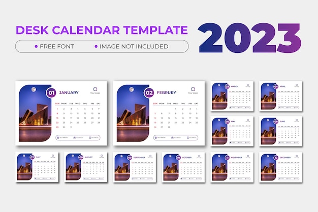 Modelo de calendário de mesa 2023