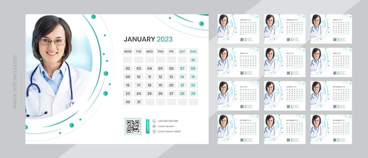 Vetor modelo de calendário de mesa 2023