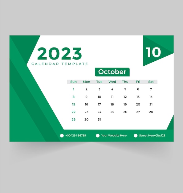 Modelo de calendário de mesa para o ano novo 2023