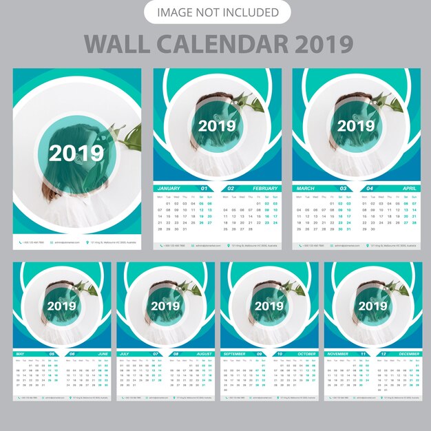 Vetor modelo de calendário de parede de 2019