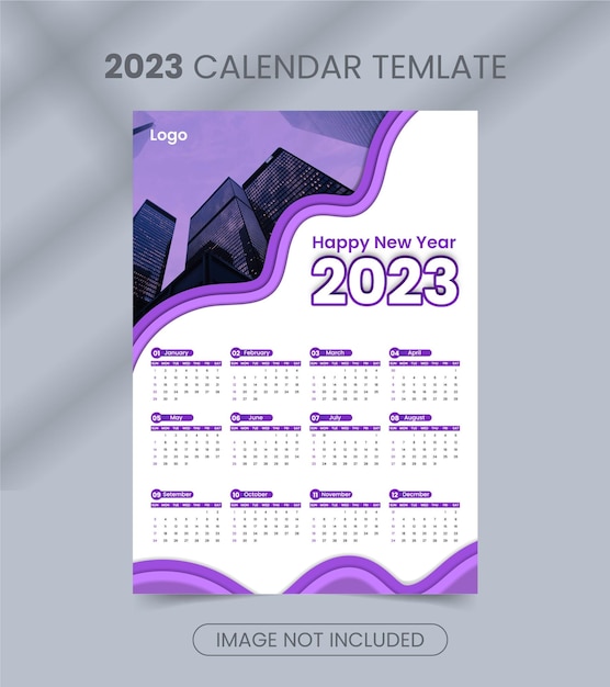 Vetor modelo de calendário de parede de ano novo de 2023 para empresa corporativa