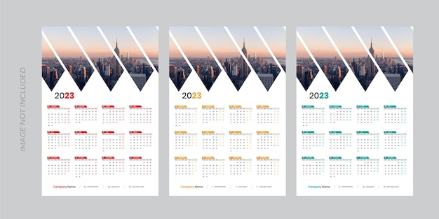 Modelo de calendário de parede de uma página para 2023 anos