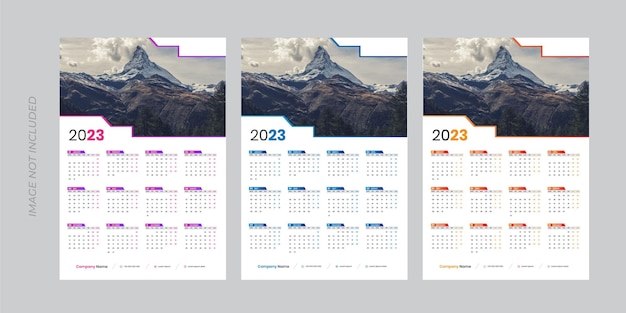 Modelo de calendário de parede de uma página para 2023 anos