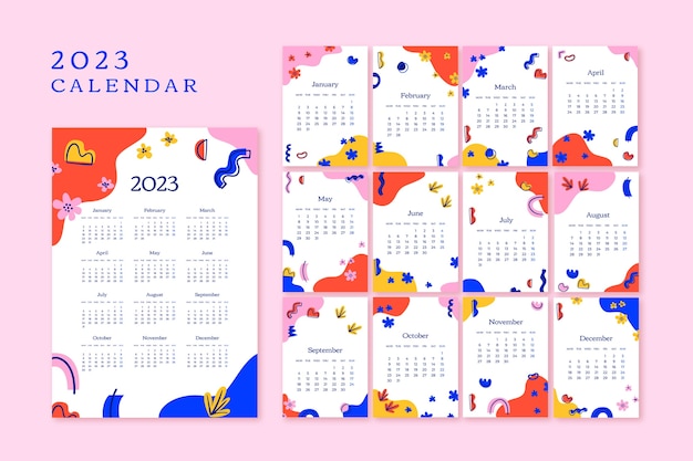 Modelo de calendário de parede plano 2023