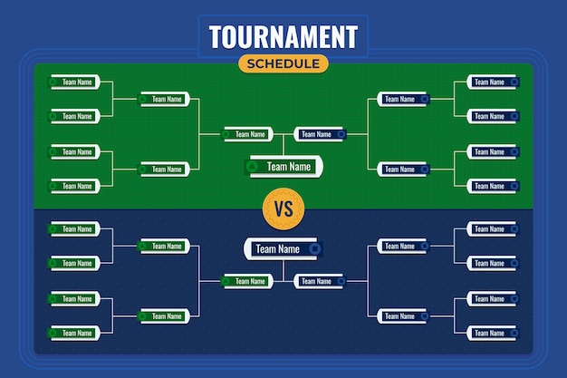 Vetor modelo de calendário de torneio de design plano