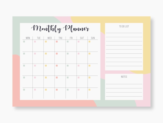 Modelo de calendário do planejador mensal
