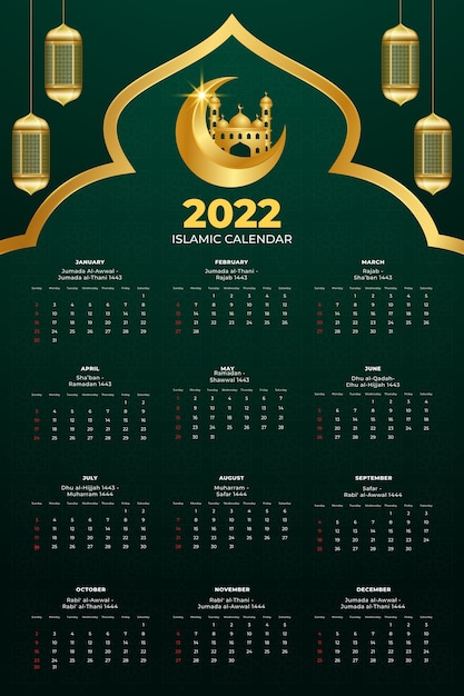 Modelo de calendário islâmico gradiente