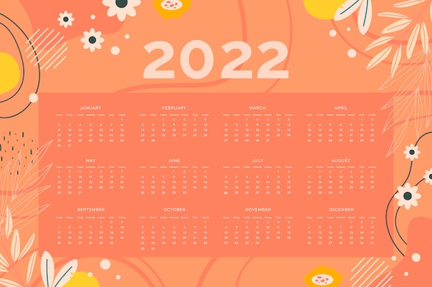 Vetor modelo de calendário plano 2022