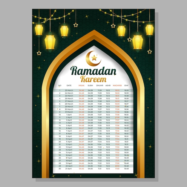 Modelo de calendário ramadan kareem