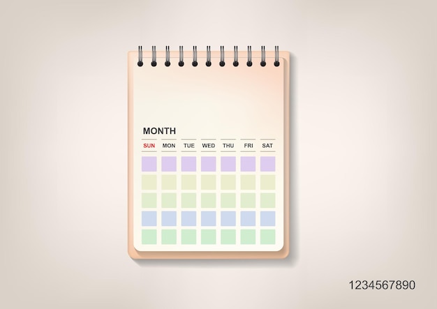 Vetor modelo de calendário simples e bonito