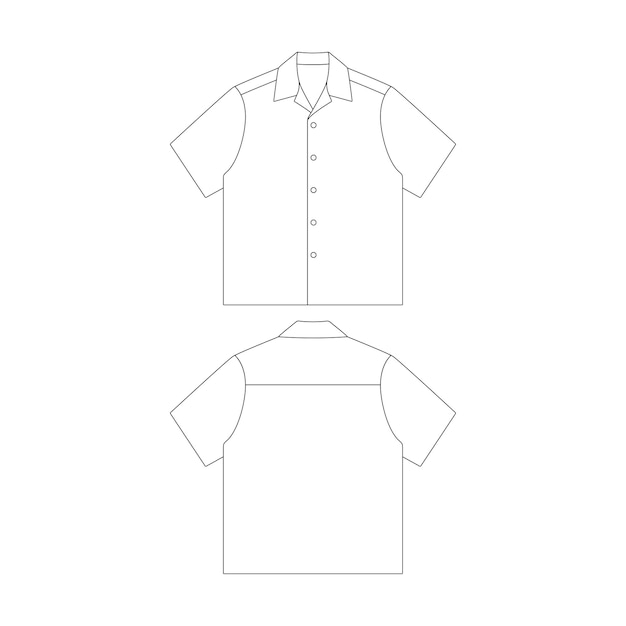 Modelo de camisa de acampamento ilustração vetorial design plano roupas de contorno